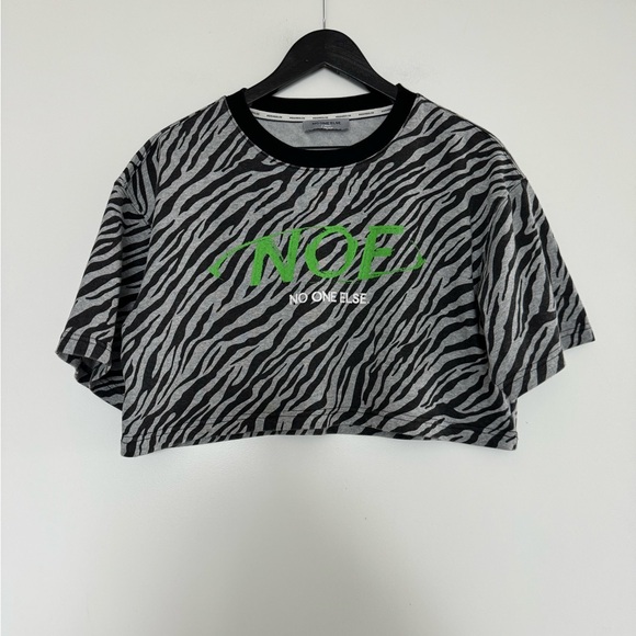 No One Else Zebra Print Crop Tee - Picture 1 of 5